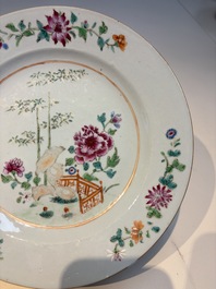 Six Chinese famille rose 'Flower Garden' plates, Qianlong