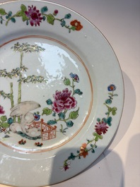 Six Chinese famille rose 'Flower Garden' plates, Qianlong