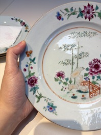 Six Chinese famille rose 'Flower Garden' plates, Qianlong
