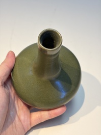 Four Chinese teadust-glazed vases and a brush washer, 19th C.