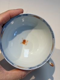 Ten Chinese Imari-style 'Riverscape' cups and saucers, Qianlong