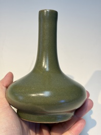 Four Chinese teadust-glazed vases and a brush washer, 19th C.
