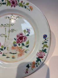 Six Chinese famille rose 'Flower Garden' plates, Qianlong