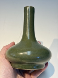 Four Chinese teadust-glazed vases and a brush washer, 19th C.
