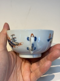 Ten Chinese Imari-style 'Riverscape' cups and saucers, Qianlong