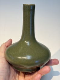 Four Chinese teadust-glazed vases and a brush washer, 19th C.