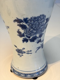 A Chinese blue and white five-piece garniture with birds among flowering branches, Qianlong