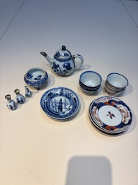 13 Chinese blue and white wares and four sets of Japanese Imari cups and saucers, 17/18th C.