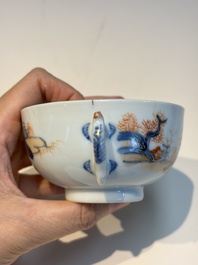 Ten Chinese Imari-style 'Riverscape' cups and saucers, Qianlong