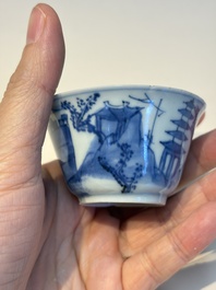 13 Chinese blue and white wares and four sets of Japanese Imari cups and saucers, 17/18th C.