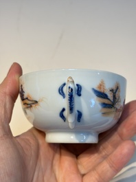 Ten Chinese Imari-style 'Riverscape' cups and saucers, Qianlong
