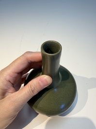 Four Chinese teadust-glazed vases and a brush washer, 19th C.