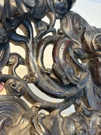 Two large Chinese carved wooden stands, 19th C.
