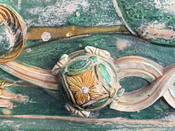 A large Chinese sancai-glazed pottery 'Buddhist Lion' roof tile, Ming