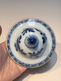 A Chinese blue and white five-piece garniture with birds among flowering branches, Qianlong