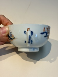 Ten Chinese Imari-style 'Riverscape' cups and saucers, Qianlong