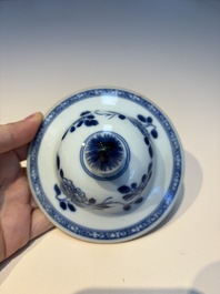 A Chinese blue and white five-piece garniture with birds among flowering branches, Qianlong