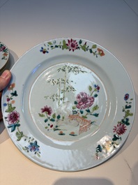 Six Chinese famille rose 'Flower Garden' plates, Qianlong
