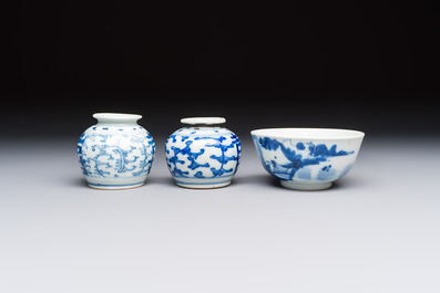 A varied group of 15 Chinese blue and white wares, 18th C. and later