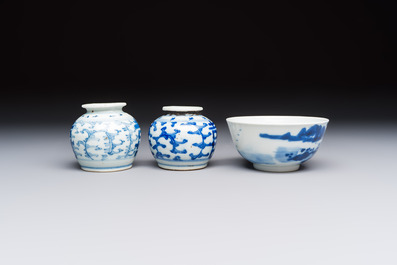 A varied group of 15 Chinese blue and white wares, 18th C. and later