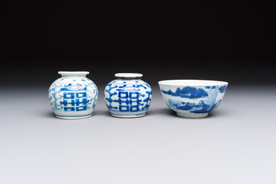 A varied group of 15 Chinese blue and white wares, 18th C. and later