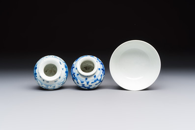 A varied group of 15 Chinese blue and white wares, 18th C. and later