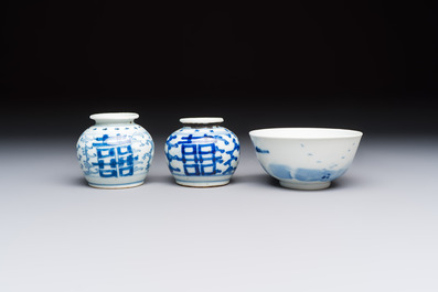 A varied group of 15 Chinese blue and white wares, 18th C. and later