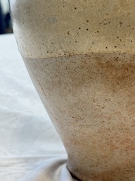 A Chinese straw-glazed pottery amphora with double dragon-shaped handles, Tang