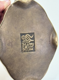 Two Chinese bronze censers, one with a wooden cover,  Ti An 惕庵 mark, 19th C.