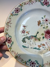 Nine Chinese famille rose plates with floral design, Qianlong