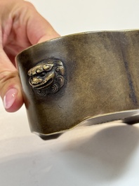 Two Chinese bronze censers, one with a wooden cover,  Ti An 惕庵 mark, 19th C.