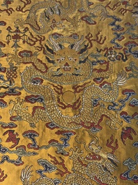 A Chinese yellow-ground kesi silk 'Dragon' panel, 18/19th C.