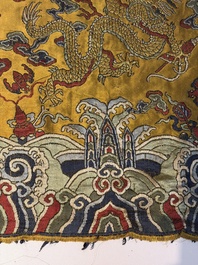 A Chinese yellow-ground kesi silk 'Dragon' panel, 18/19th C.