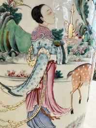 A Chinese famille rose 'Magu' vase, Qianlong mark, 19th C.