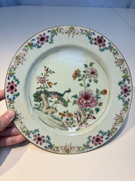 Nine Chinese famille rose plates with floral design, Qianlong