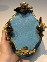 A Chinese cloisonn&eacute; quatrefoil jardini&egrave;re with later European-mounted feet, 18/19th C.