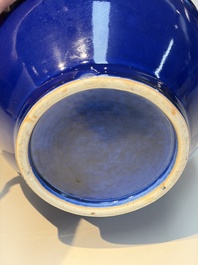 A Chinese blue-glazed bottle vase, 19th C.