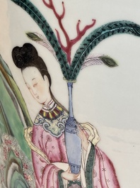 A Chinese famille rose 'Magu' vase, Qianlong mark, 19th C.