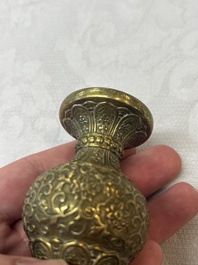 A small Chinese 'Lotus Scroll' incense tool vase, Qianlong mark, 18th C., and possibly of the period