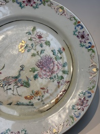 Nine Chinese famille rose plates with floral design, Qianlong