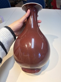 A Chinese copper-red-glazed 'Yuhuchunping' vase, Qianlong mark and of the period
