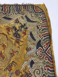 A Chinese yellow-ground kesi silk 'Dragon' panel, 18/19th C.