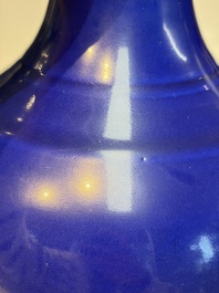 A Chinese blue-glazed bottle vase, 19th C.