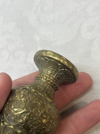 A small Chinese 'Lotus Scroll' incense tool vase, Qianlong mark, 18th C., and possibly of the period
