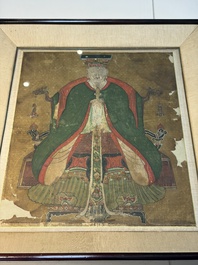 Korean school: 'Portrait of an Emperor', ink and colour on paper, Joseon, 18th C.
