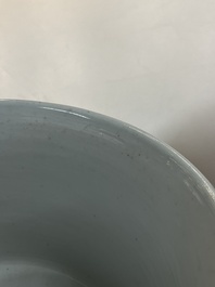 A pair of Chinese sacrificial blue-glazed jardini&egrave;res, Yongzheng mark, 19th C.
