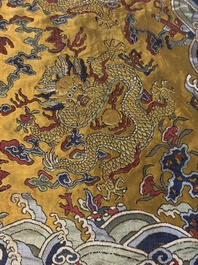 A Chinese yellow-ground kesi silk 'Dragon' panel, 18/19th C.