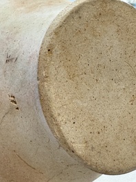 A Chinese straw-glazed pottery amphora with double dragon-shaped handles, Tang