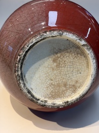 A Chinese copper-red-glazed bottle vase, 18/19th C.