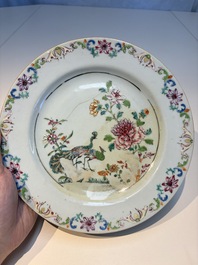 Nine Chinese famille rose plates with floral design, Qianlong